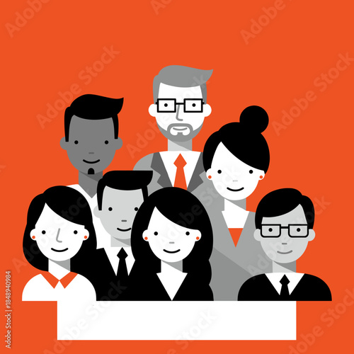diverse business team avatars for corporate websites, hr blogs, company newsletters, team building presentations and professional social media profiles, with copy space