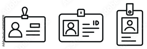Card ID Icon Set – Outline and Minimal Identification, Profile, and Security Symbols for UI and Interface Design