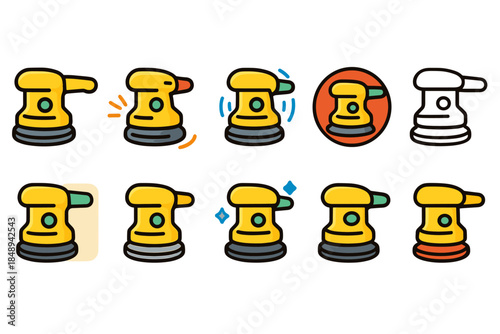 Electric sander outline icon set. Tools, power equipment, construction, diy icons collection