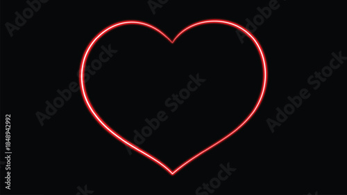 Glowing red heart outline on a dark background symbolizing love and passion