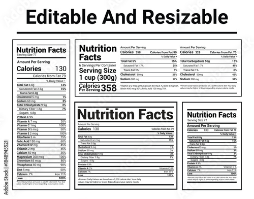 Nutrition Facts, Nutrition Facts Label, Supplement facts, Nutrition List, Vitamin Facts, Supplement list, Nutrition Template, Supplement Template 