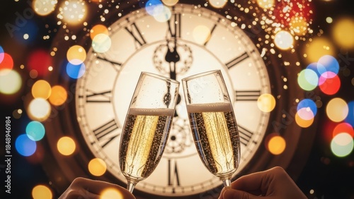 Abstract 2026 New Year Celebration With Champagne And Clock
