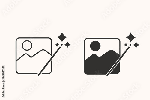Magic image icons with sparkle effects.