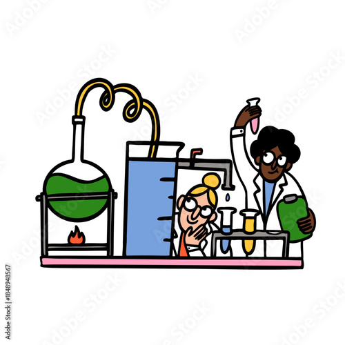 Scientists conducting experiment in a lab
