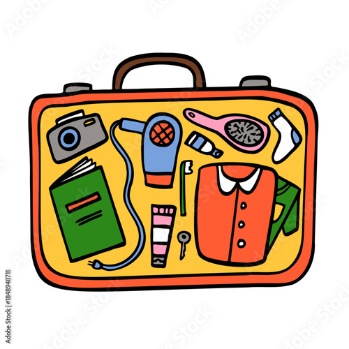 Travel luggage with clothes and essentials