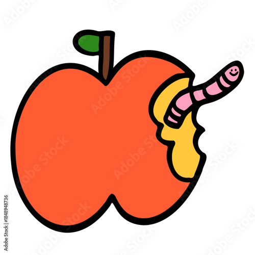 Red apple with a worm