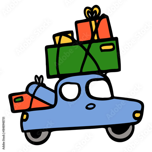 Car with travel luggage