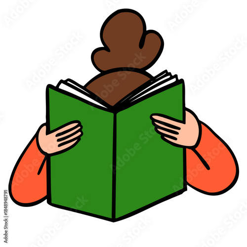 Person absorbed in reading a book