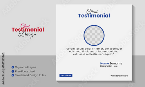 Customer testimonial design client feedback vector design template client testimonial design client testimonial social media web banner template.
