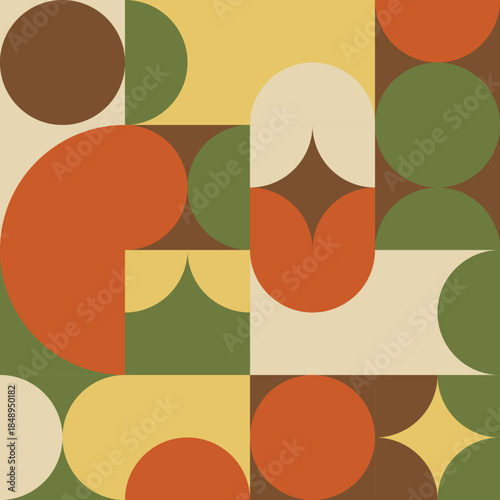 Geometric Circle & Square Seamless Pattern vector