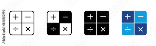 Mathematics icon set multiple style collection