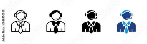 Call Center icon set multiple style collection