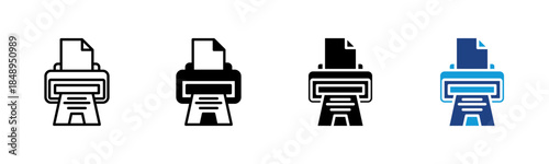 Print icon set multiple style collection