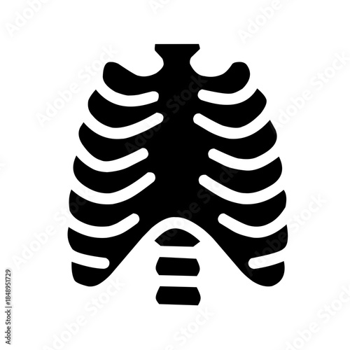 Human Rib Cage Icon Black Solid Medical Anatomy Vector SVG