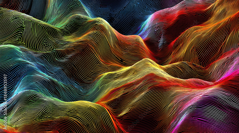 Obraz premium A mesmerizing abstract landscape in vibrant, colorful hues, suggesting mountains