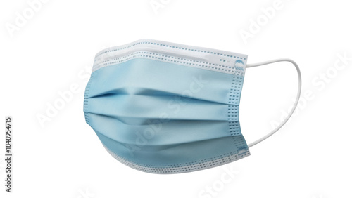 Isolated blue face mask for healthcare with ear loops, medical protective equipment