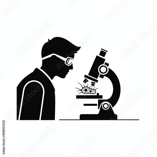 Scientist examining sample under microscope