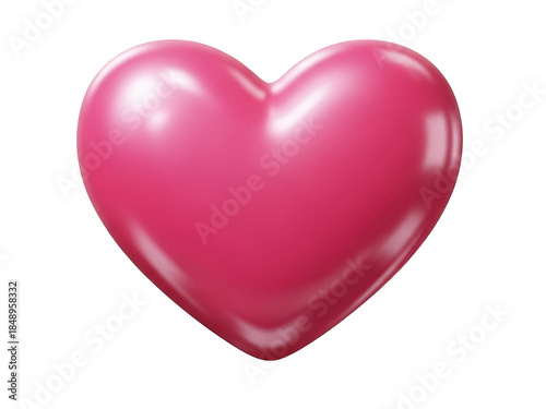 Shiny pink heart isolated on transparent background