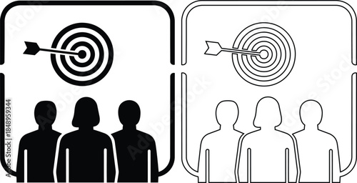 Teamwork Concept with Target Silhouette on Transparent Background