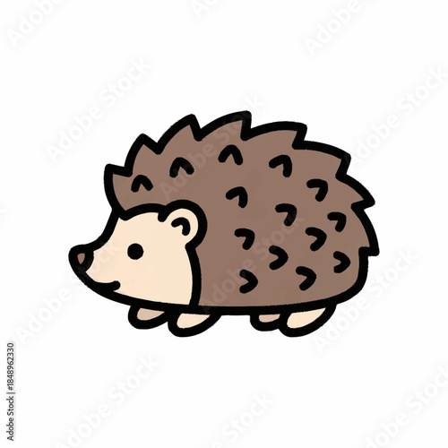 Cartoon Hedgehog Illustration with Brown Spikes.