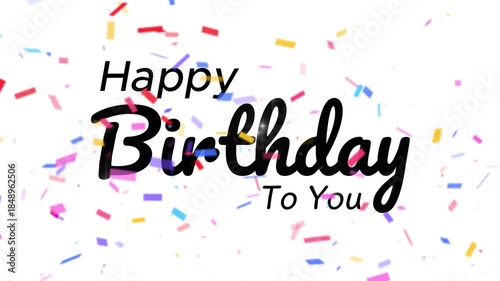 Happy Birthday Text Animated, Happy birthday gif. Confetti colorful Particle Glitter. animated birthday wish. Good for birthday wishes. Suitable for greeting cards, celebrations. 4k video