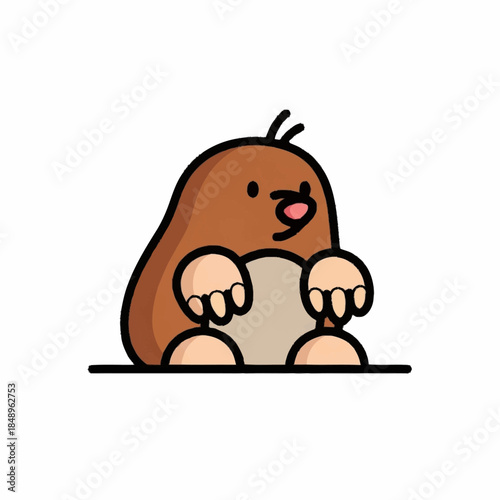 Cartoon Mole Character with Big Paws.