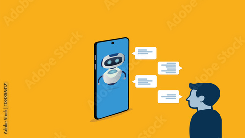 Customer support..Chat bot AI and customer service concept.Chat bot virtual assistant via messaging. Helping 