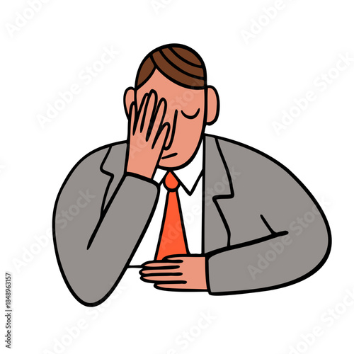 Tired businessman facepalming in frustration