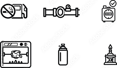 black and white icons of kitchen and industrial objects