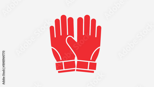 Pair of red professional goalkeeper gloves for soccer or football on an isolated white background.