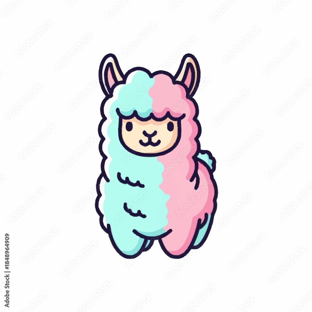 Obraz premium Colorful Cartoon Llama Illustration.