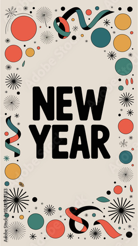 New Year Celebration: Vibrant artwork, perfect for holiday-themed concepts.