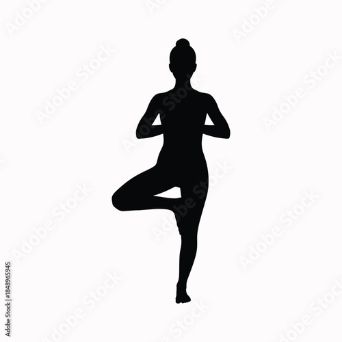 Person silhouette holding balanced yoga pose calmly