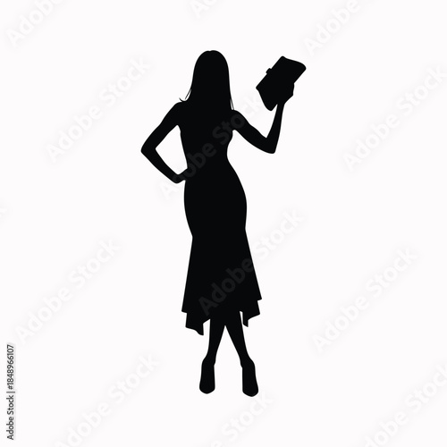 Woman silhouette posing stylishly in fashion stance