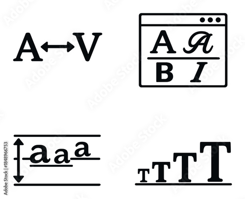 Typography icons featuring text alignment and formatting tools
