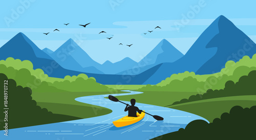 Kayaking in Mountain River