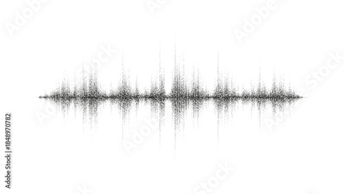 A dotted grainy gradient sound waves. Vector gritty voice message record or noise sound wave isolated on white background. Sound signal or equalizer waves with stipple effect.