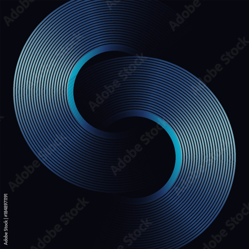 Dark abstract background with glowing blue and pink circle lines. Modern shiny blue geometric lines pattern. Futuristic technology concept. Modern Trendy design in vector Illustration