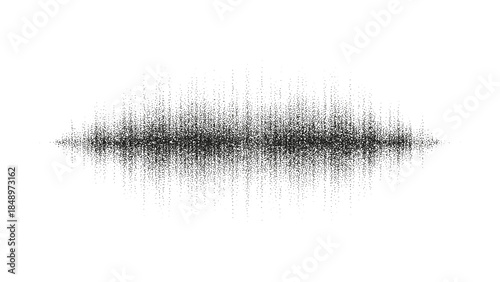 A dotted grainy gradient noise sound waves. Vector gritty voice message record or sound waves isolated on white background. Sound signal or equalizer waves with stipple effect.