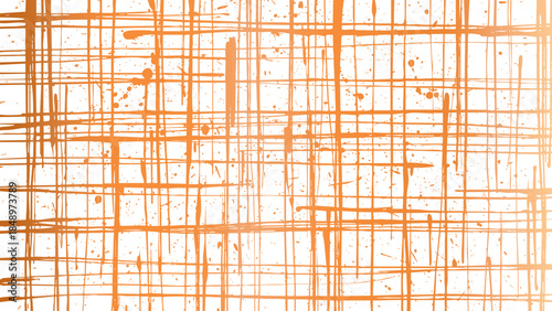 Fotografie Abstract background texture featuring distressed orange grid lines over a dark s