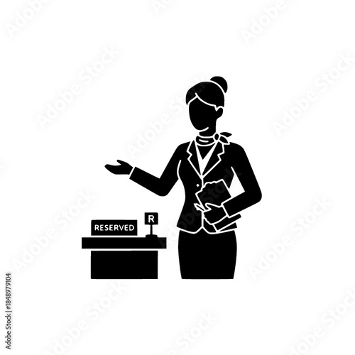 a woman hostess black silhouette
