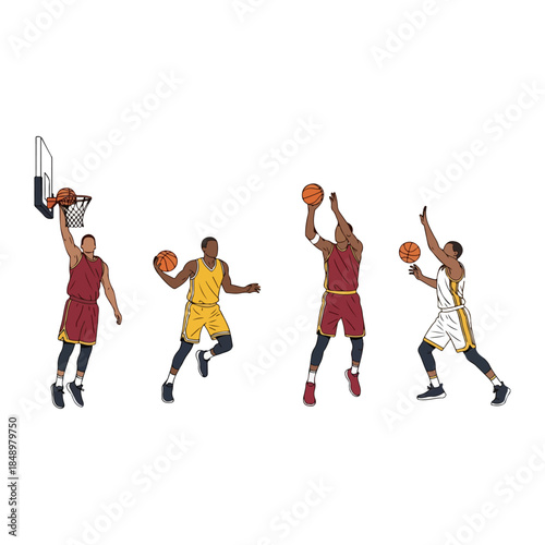 Basketball players in action during a game.