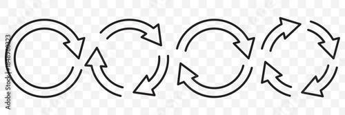 Transfer, swap, exchange, spin, flip concept. Circular arrow editable stroke outline icon isolated on white background flat vector illustration. Pixel perfect. 64 x