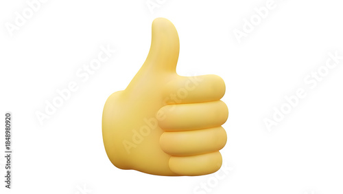 Yellow thumbs up hand gesture isolated on transparent background