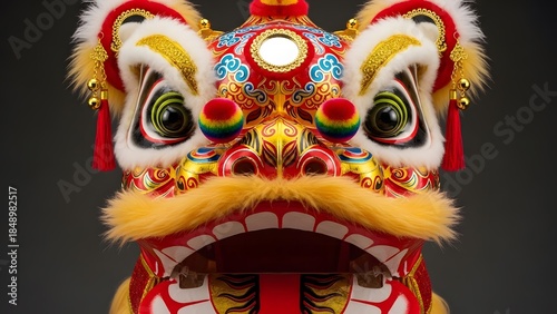 Lion Dance Head Costume Close up