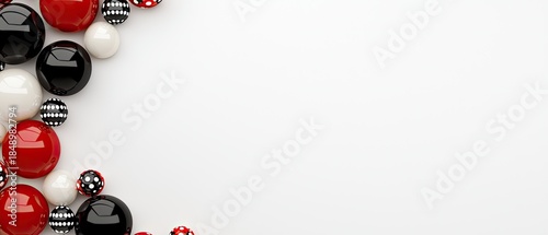 A collection of red and black balloons is displayed elegantly against a light background, perfect for party decorations