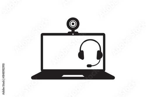 Online meeting and video conference equipment icon