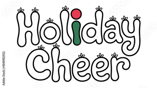 Festive Holiday Cheer: This captivating illustration shows the season's cheerful spirit. The vibrant colors and playful typography are ready to wish joyful season!