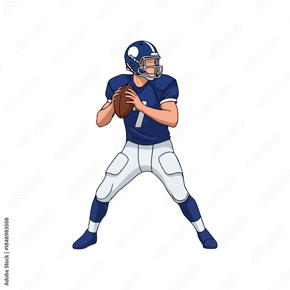 Naklejka premium Football quarterback in action preparing to throw ball.
