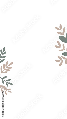 Nature's Embrace: Delicate floral and leaf motifs adorn a clean, spacious backdrop, creating an atmosphere of freshness and tranquility.